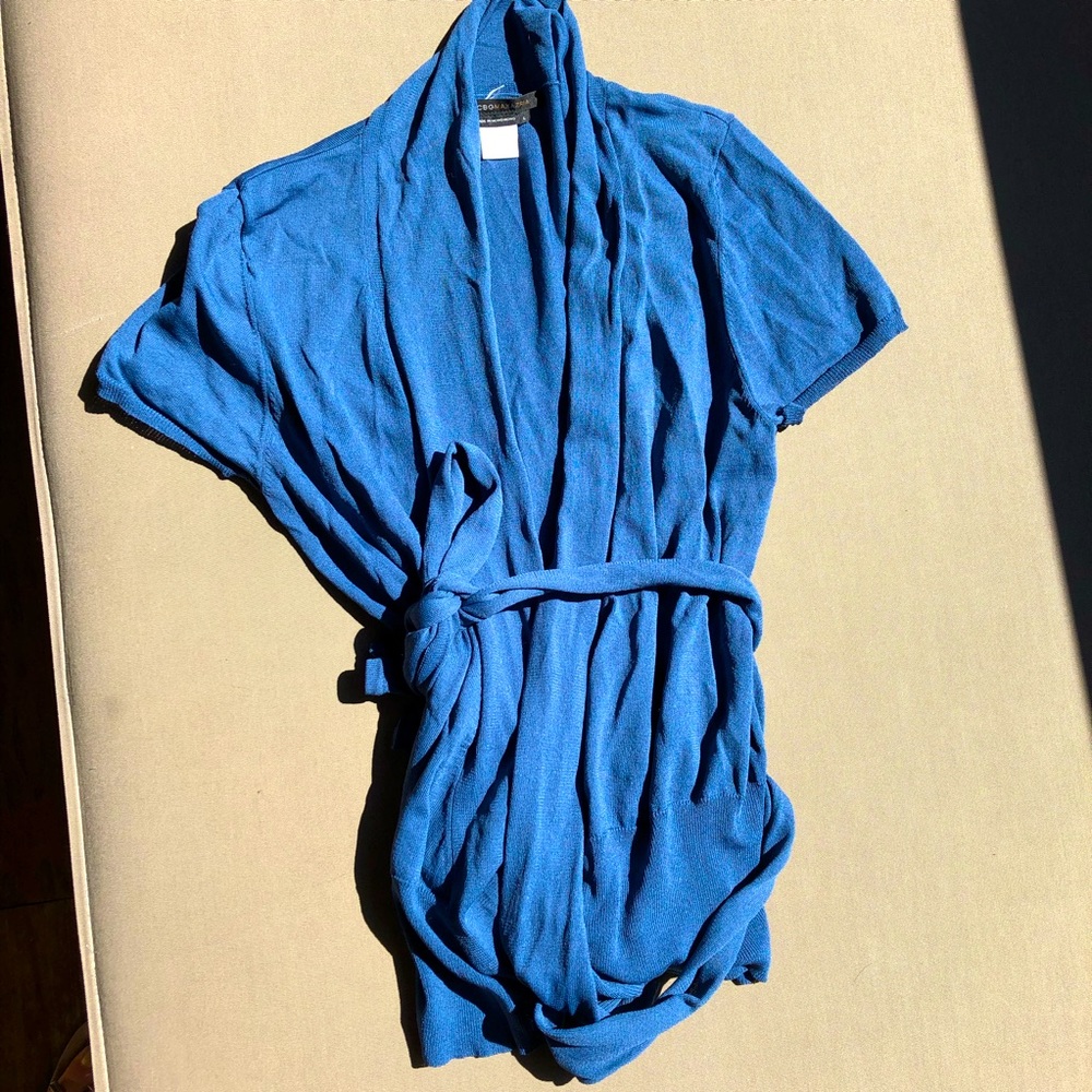 2000’s Y2K Wrap Tie Shirt, Vintage, Blue, Large